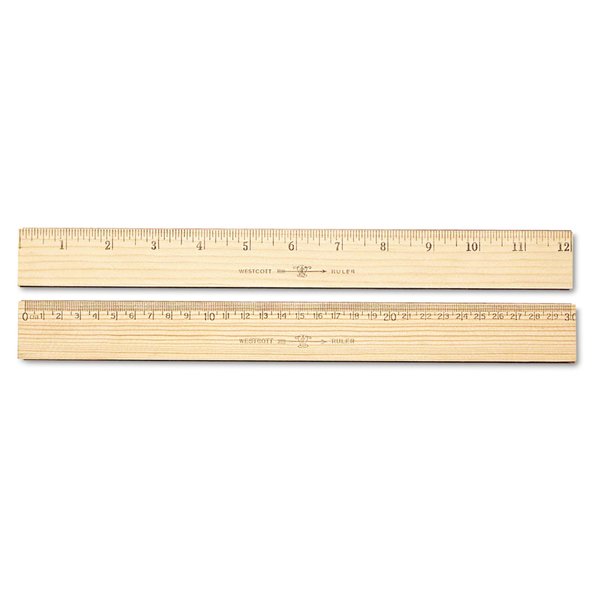 Westcott Ruler, Wood, 12", Metal Edge 10375